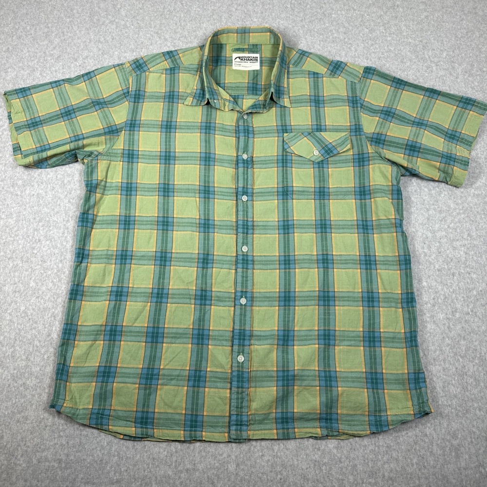 Mountain‎ Khakis Men's XL Green Plaid Short Sleeve Button Up Lightweight Shirt